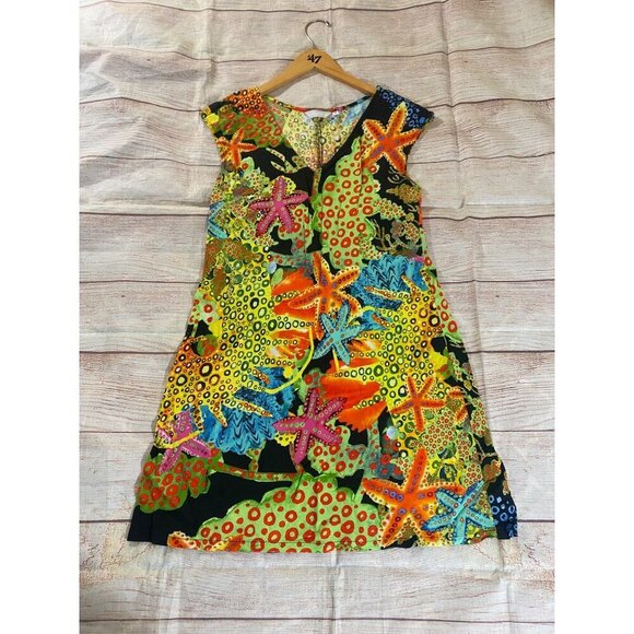 Jams World Women's Starfish Multi Color Sleeveless Sun Dress - Small - Picture 4 of 12